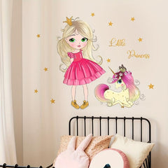 Unicorn Princess Wall Sticker for Kids' Bedroom Decor Self Adhesive