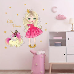 Unicorn Princess Wall Sticker for Kids' Bedroom Decor Self Adhesive