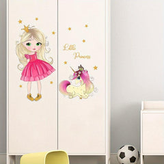 Unicorn Princess Wall Sticker for Kids' Bedroom Decor Self Adhesive