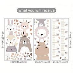 Cartoon Height Measure Sticker Animals Nursery Wall Decals