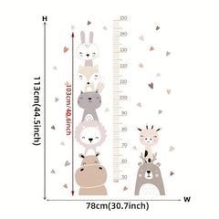 Cartoon Height Measure Sticker Animals Nursery Wall Decals