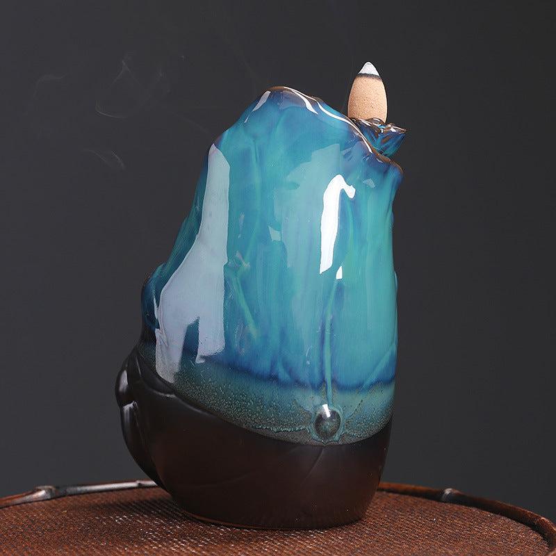 Ceramic Lotus Incense Burner Waterfall Censer Home Decoration