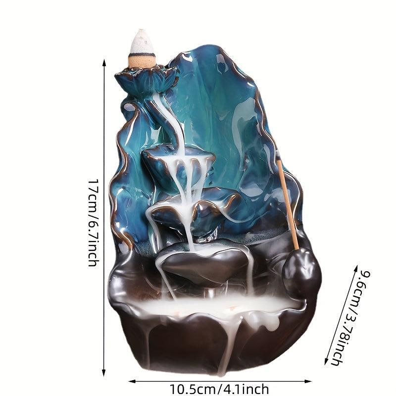 Ceramic Lotus Incense Burner Waterfall Censer Home Decoration
