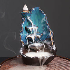 Ceramic Lotus Incense Burner Waterfall Censer Home Decoration