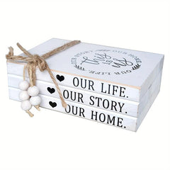 Distressed Wooden Decorative Books Stack for Rustic Home Decor