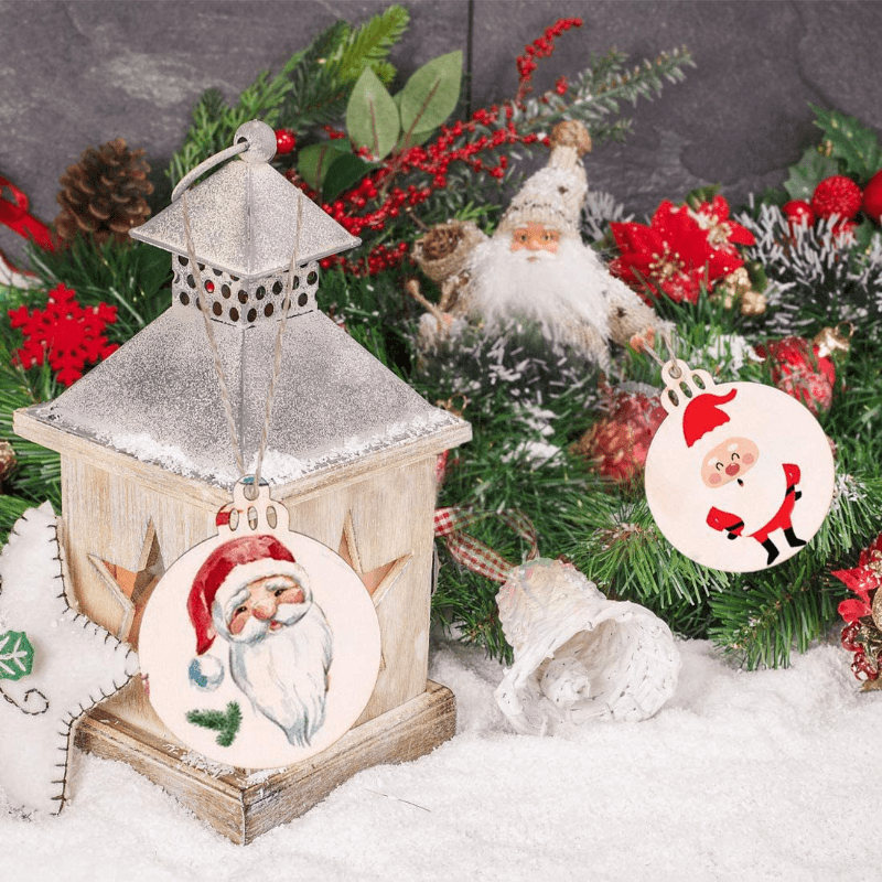 Christmas Wooden Baubles DIY Ornaments for Home Decor
