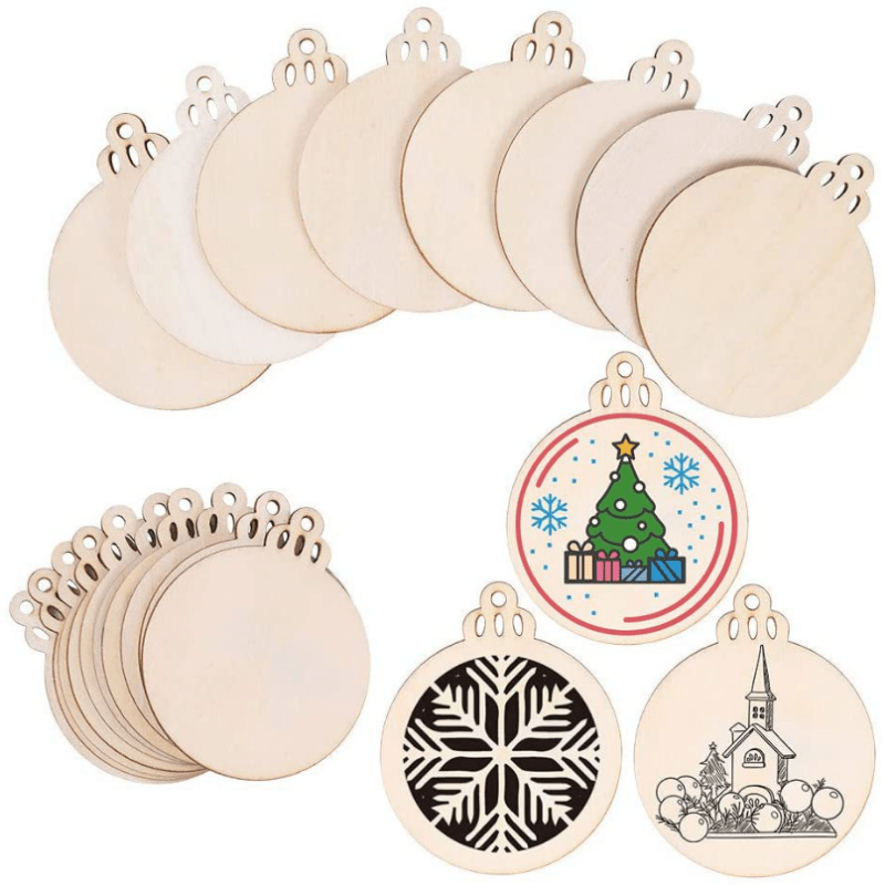 Christmas Wooden Baubles DIY Ornaments for Home Decor