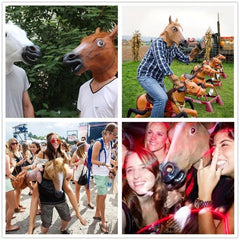 Brown Horse Head Mask Latex Animal Masque Novelty Halloween Costume Party