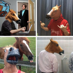 Brown Horse Head Mask Latex Animal Masque Novelty Halloween Costume Party