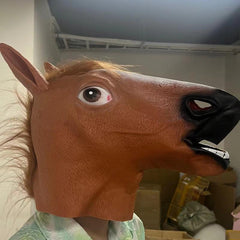 Brown Horse Head Mask Latex Animal Masque Novelty Halloween Costume Party