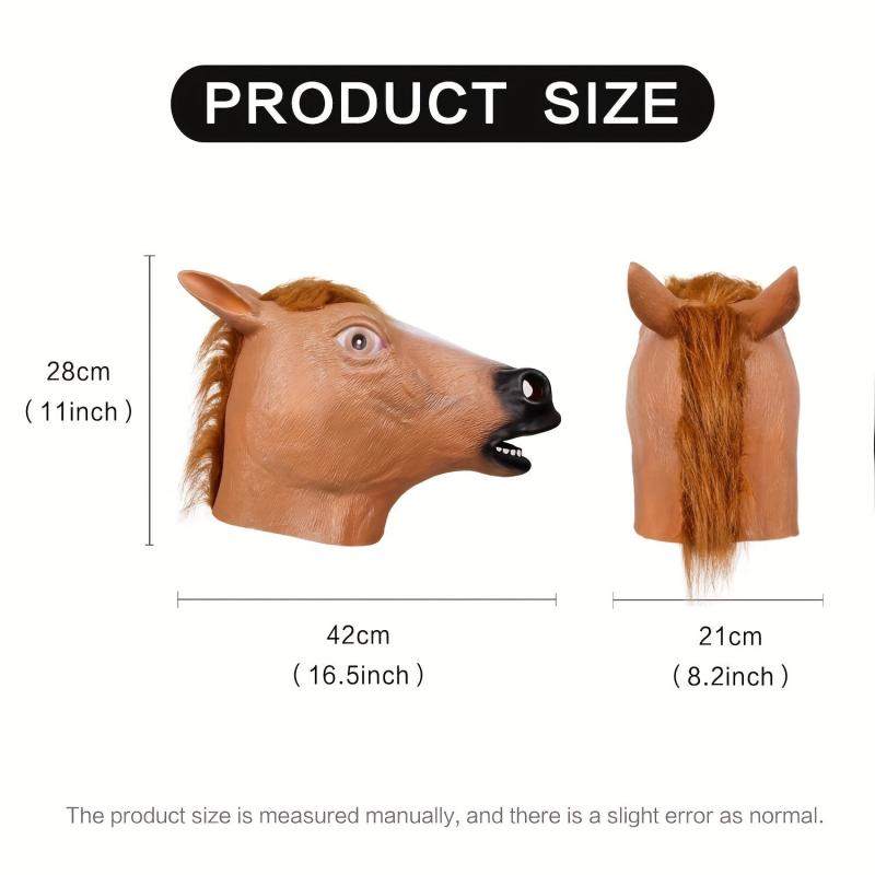 Brown Horse Head Mask Latex Animal Masque Novelty Halloween Costume Party