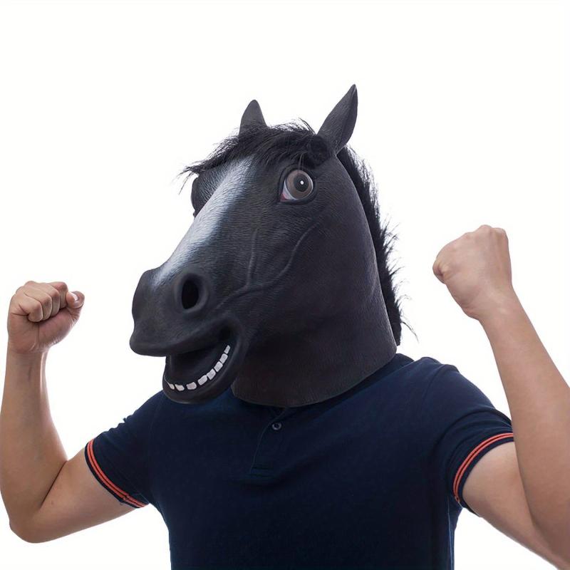 Brown Horse Head Mask Latex Animal Masque Novelty Halloween Costume Party