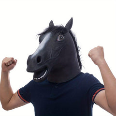 Brown Horse Head Mask Latex Animal Masque Novelty Halloween Costume Party