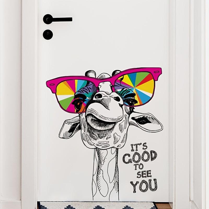 Giraffe Glasses Wall Sticker Adhesive Funny Animal Wall Decor