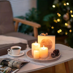 Rustic Wooden Coffee Table Tray Farmhouse Centerpiece Candle Holder Home Decor