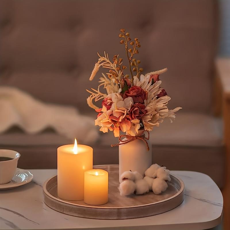Rustic Wooden Coffee Table Tray Farmhouse Centerpiece Candle Holder Home Decor