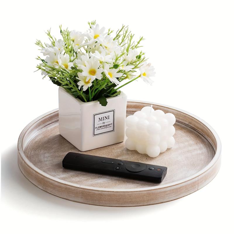 Rustic Wooden Coffee Table Tray Farmhouse Centerpiece Candle Holder Home Decor