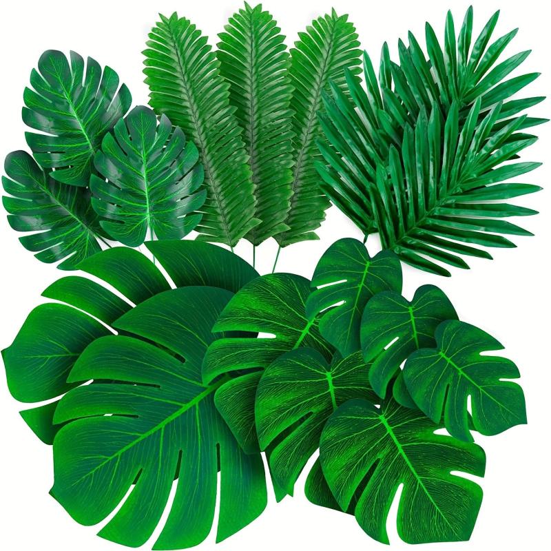 84pcs Tropical Palm Leaves for Summer Parties Luau and Garden Decor