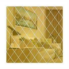 32pcs Rhombus Wall Stickers Removable Mirror Geometric Art Decor DIY Wall Decals