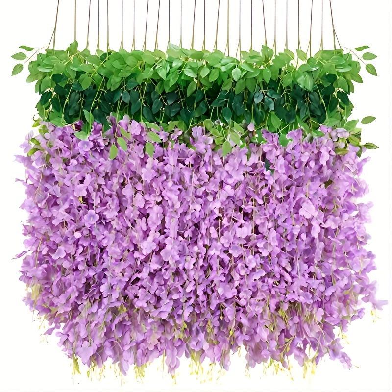12pcs Purple Wisteria Silk Vine Ratta Hanging Garland