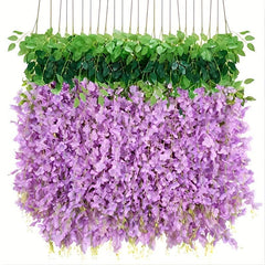 12pcs Purple Wisteria Silk Vine Ratta Hanging Garland
