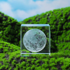 Moon Cloud 3D Cube Engraved Crystal Craft Ornaments Desktop Bedroom Decor