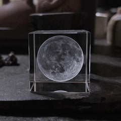 Moon Cloud 3D Cube Engraved Crystal Craft Ornaments Desktop Bedroom Decor
