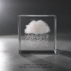 Moon Cloud 3D Cube Engraved Crystal Craft Ornaments Desktop Bedroom Decor