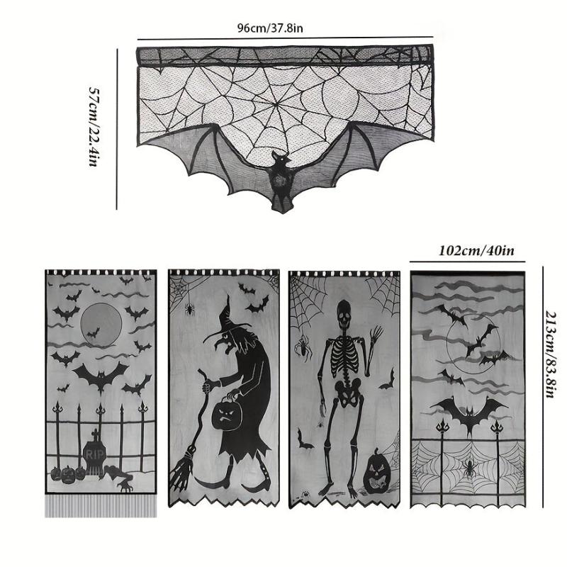 Halloween Lace Mesh Decorations Tablecloth Curtain Home Supplies