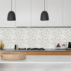 10 Sheets 12x12 Peel and Stick Backsplash Tiles Self Adhesive 3D Hexagon Marble