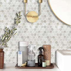 10 Sheets 12x12 Peel and Stick Backsplash Tiles Self Adhesive 3D Hexagon Marble