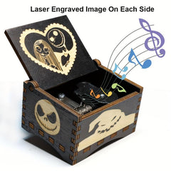 Wood Music Box Engraved Hand Crafted Birthday Room Decoration