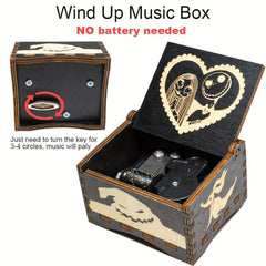 Wood Music Box Engraved Hand Crafted Birthday Room Decoration