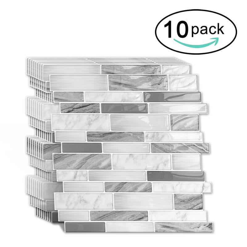 Peel & Stick Backsplash Tile Wall Stickers 12x12 Gray Bathroom Marble