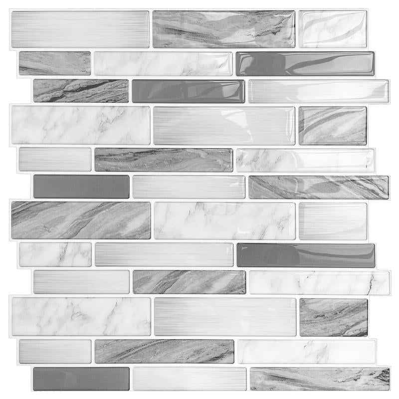Peel & Stick Backsplash Tile Wall Stickers 12x12 Gray Bathroom Marble