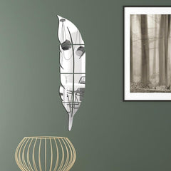 6pcs Feather Mirror Stickers for Living Room Decor
