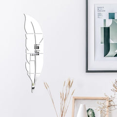 6pcs Feather Mirror Stickers for Living Room Decor