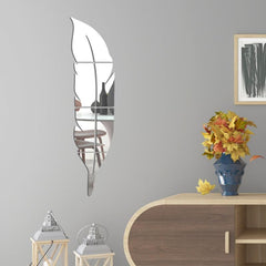 6pcs Feather Mirror Stickers for Living Room Decor