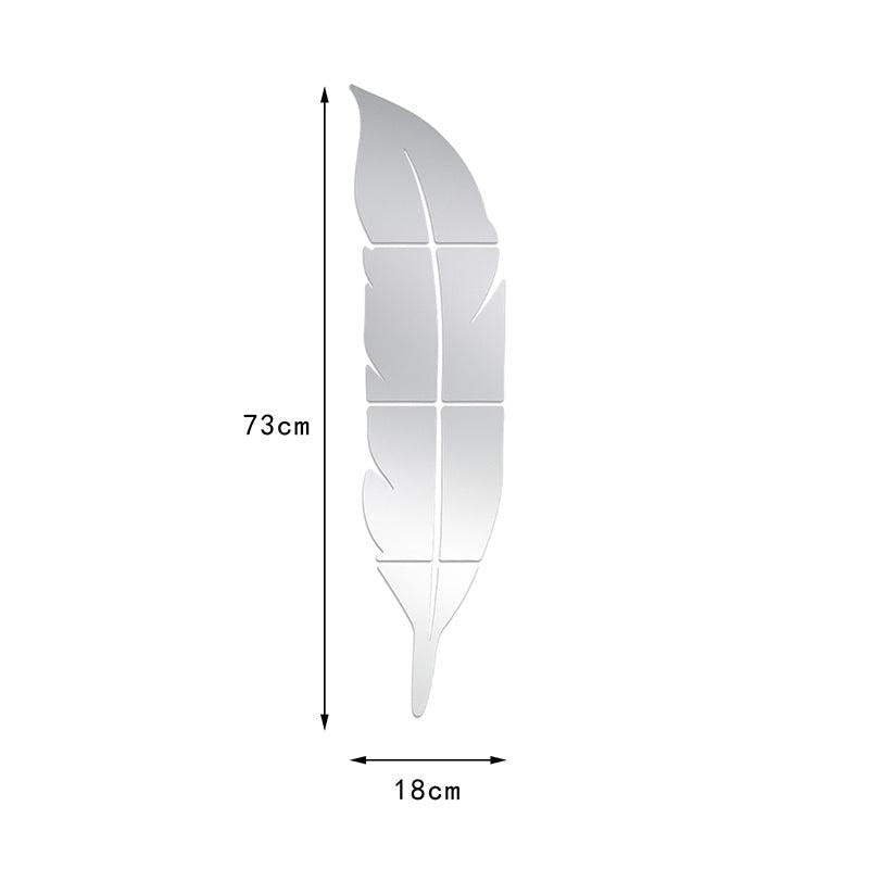 6pcs Feather Mirror Stickers for Living Room Decor