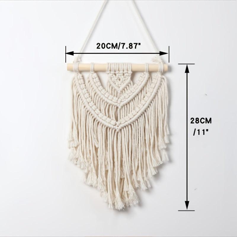 Small Boho Three Layers Hand Woven Cotton Wall Tapestry