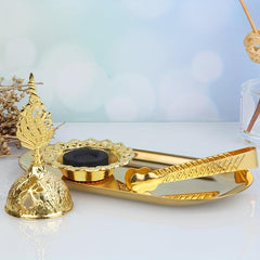 Handheld Golden Incense Burner with Metal Clip for Home Decor