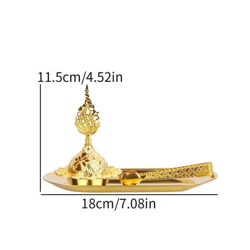 Handheld Golden Incense Burner with Metal Clip for Home Decor