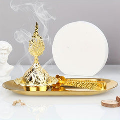 Handheld Golden Incense Burner with Metal Clip for Home Decor