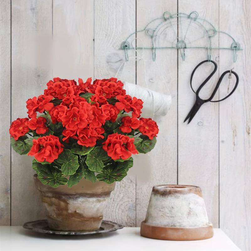 4pcs Large Artificial Geranium Faux Purple Flowers Home Wedding Decor