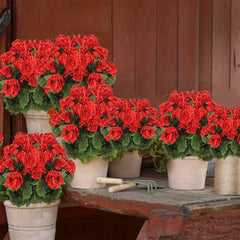4pcs Large Artificial Geranium Faux Purple Flowers Home Wedding Decor