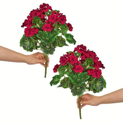 4pcs Large Artificial Geranium Faux Purple Flowers Home Wedding Decor