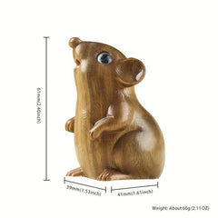 Wooden Mouse Statue Natural Sandalwood Ornament Animal Decoration