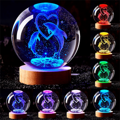 3D Dolphin Crystal Ball Lamp 6.1cm Night Light