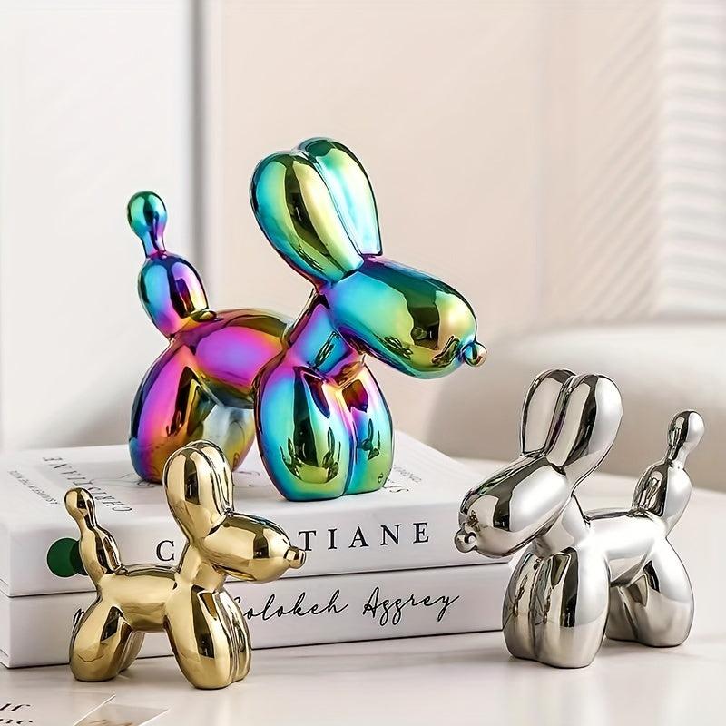Ceramic Electroplating Balloon Dog Ornament Simulated Animal Decorations