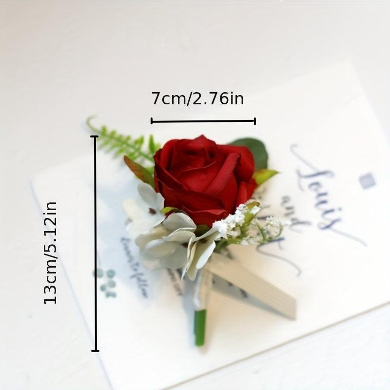 Bridesmaid & Groom Corsage Rose Wrist Flower Set
